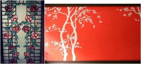 Lotus House 2012 stained glass windows and red walls at Lotus House