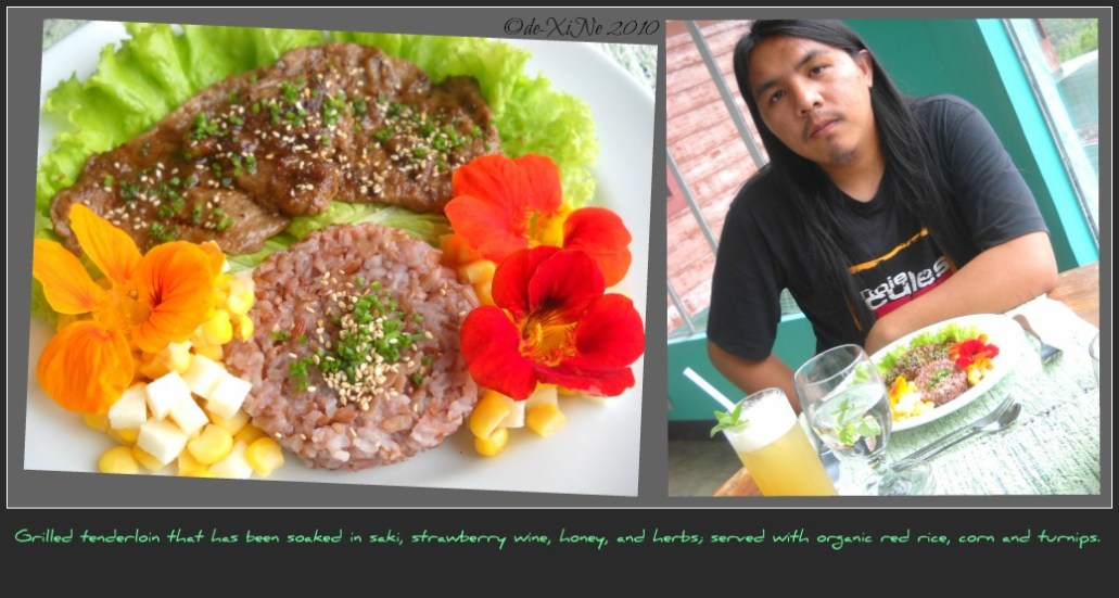 Eve's Garden grilled tenderloin was soaked in sake, strawberry wine, honey and herbs