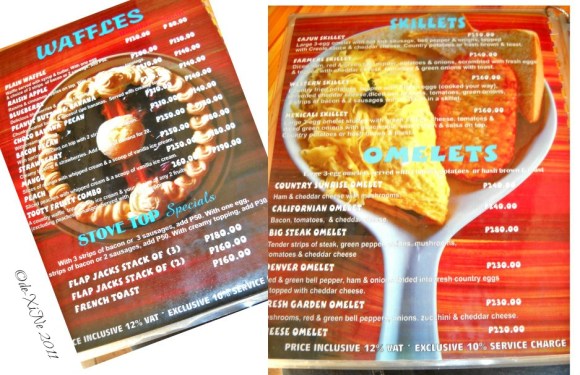Baguio House of Waffles menu