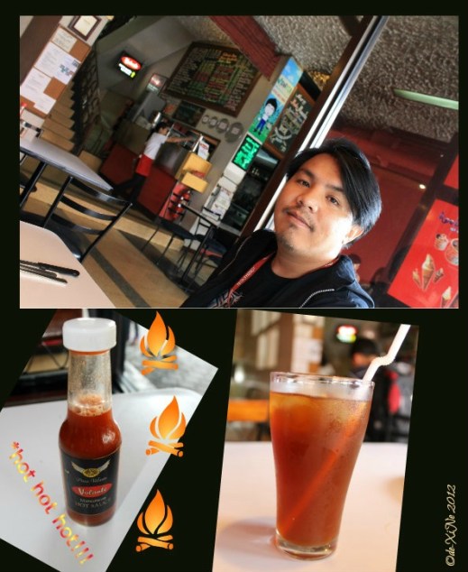 Pizza Volante (Session Road) 2012 Pizza Volante hot sauce, combo iced tea and Race