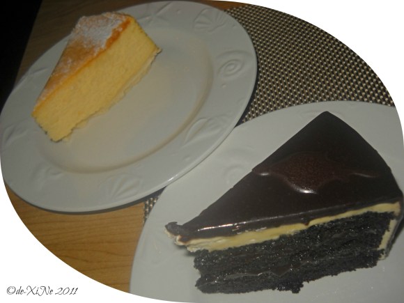 Hill Station New York cheesecake and deep dark chocolate cake