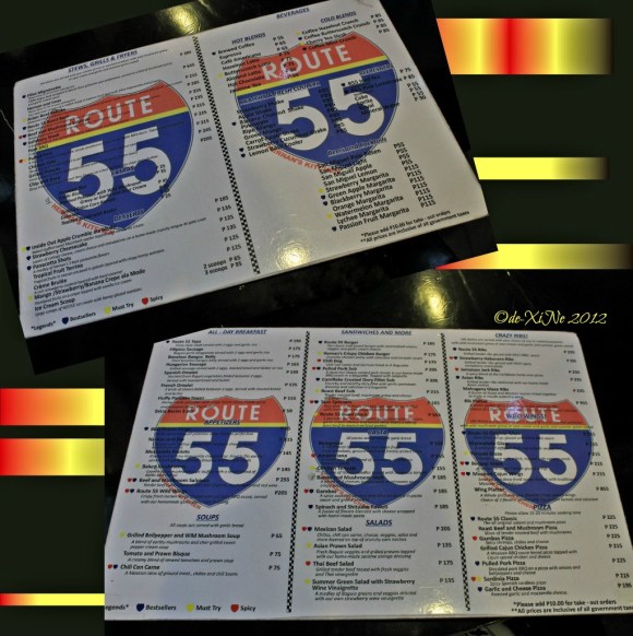 Route 55 menu
