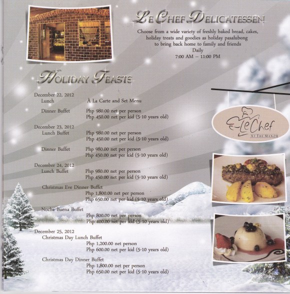 The Manor 2012 The Manor Le Chef Delicatessen Holiday Celebrations 2012