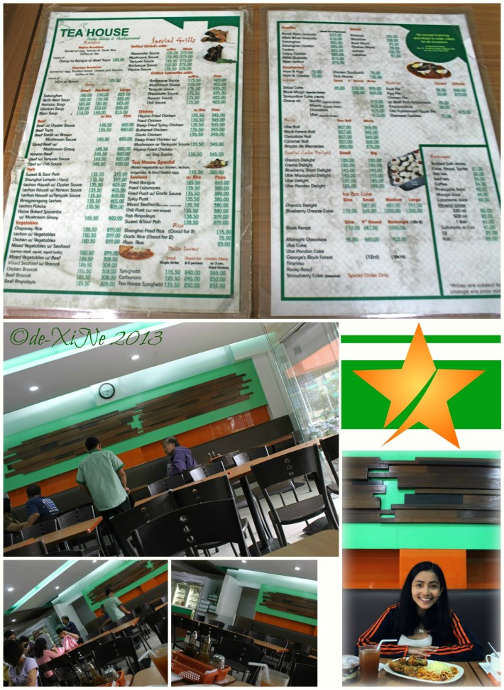 Tea House menu and scene