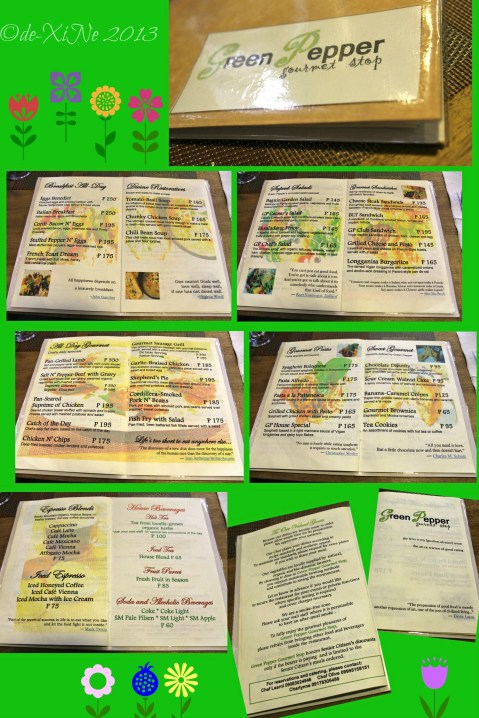 Green Pepper Gourmet Stop the menu