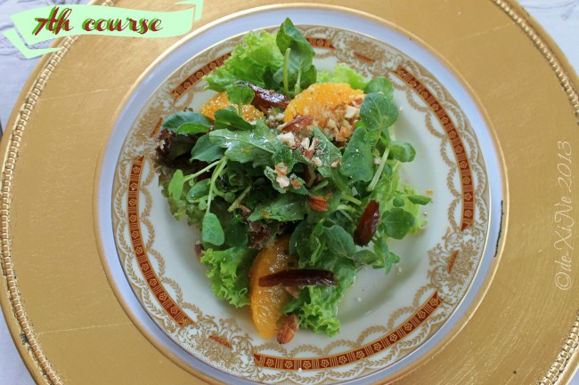 Mama's Table 2013 Mama's Table digestif romaine, greens, watercress and arugula with orange supremes, almonds and dates served with citrus honey and mint vinaigrette