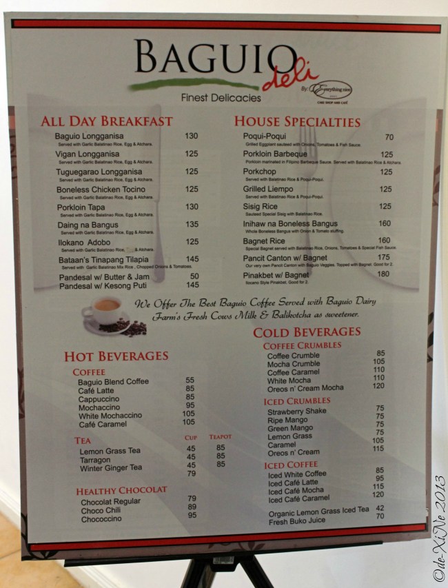 Baguio Deli menu