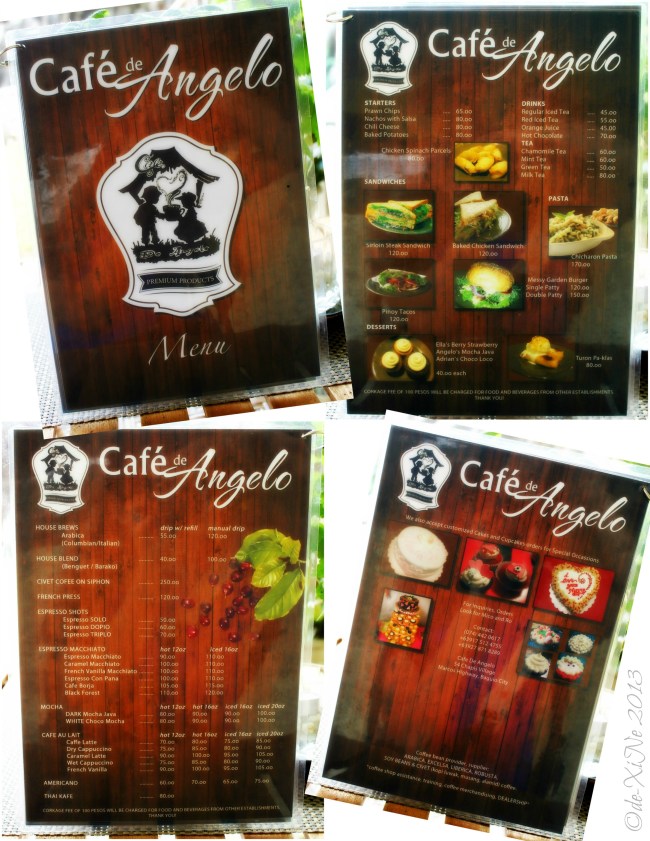 Cafe de Angelo 2013 Cafe de Angelo menu
