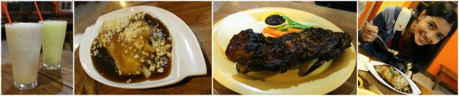 Beggang Resto Grill fresh fruit shakes, fresh lumpia, pork spareribs combo and me