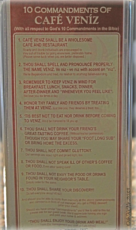 10 Commandments of Cafe Veniz