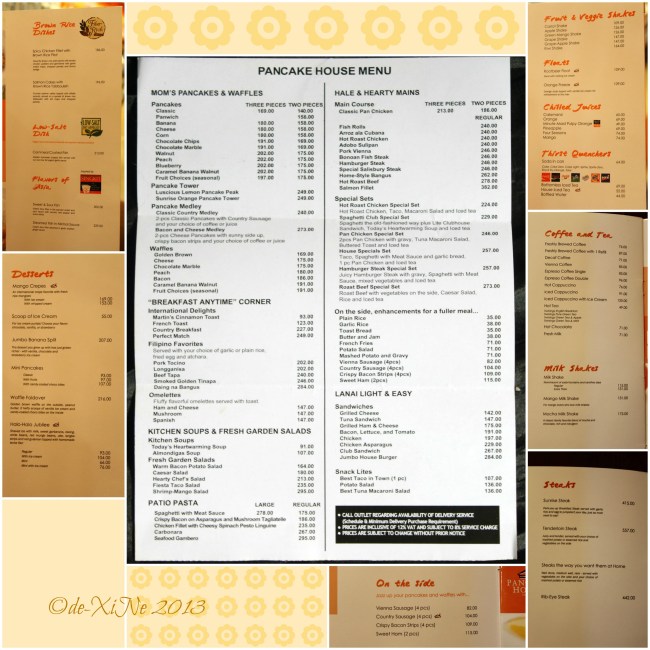 Pancake House (CJH Ayala Technohub) 2013 Pancake House menu