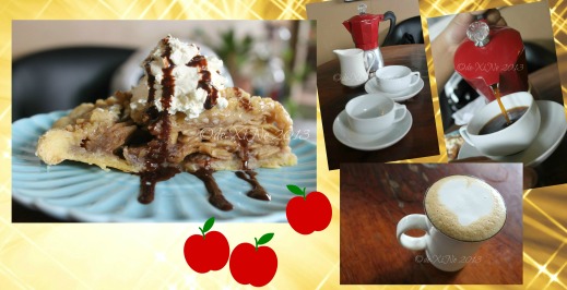 Cakes by Yda Baguio, apple pie, moka pot and spiced cafe latte