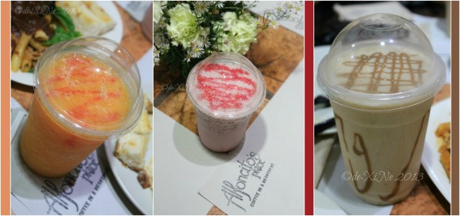 Alfoncito's Place Baguio smoothies tropical twister, strawberry creme, banana split deluxe