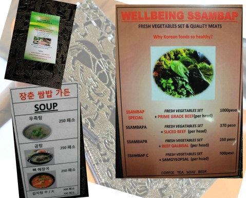 Wellbeing Ssampbap Korean Restaurant Baguio menu