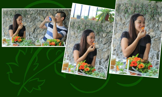 eating flowers at Eve's Garden