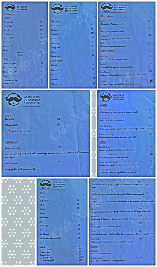 La Comida de Antonio Ristorante Baguio menu