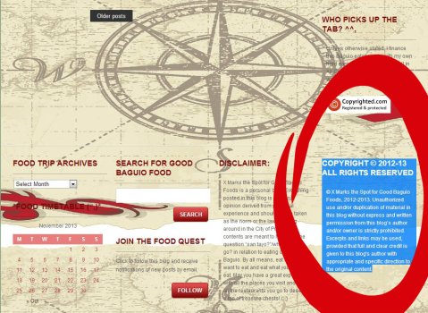 Copyright for X Marks the Spot for Good Baguio Foods