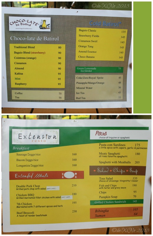 Extension Restaurant by Choco-late de Batirol Baguio menu