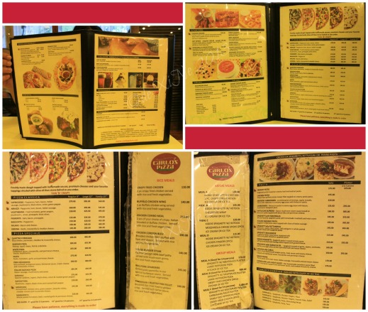 Carlos Pizza Baguio menu