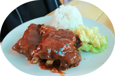 Grumpy Joe Baguio  rice meal pork ribs with rice and salad