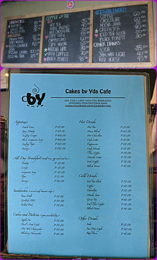 Cakes by Yda Baguio menu 2014