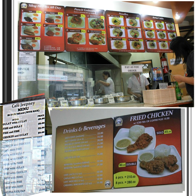 Cafe Jeepney Baguio menu 2014