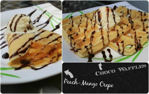 Latreia Baguio peach mango crepe and choco waffles a la mode 