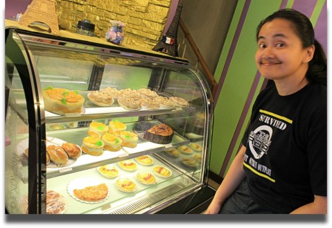 My bread monger sister in L'Ami Frenchy Baguio 2014