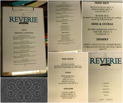Reverie Resto-Lounge Baguio menu 2014