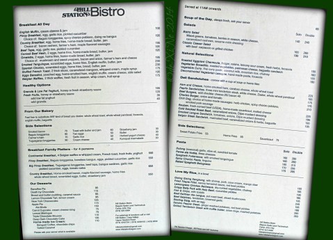 Hill Station Bistro Baguio menu