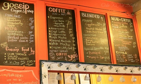 Gossip Coffee Shop Baguio menu