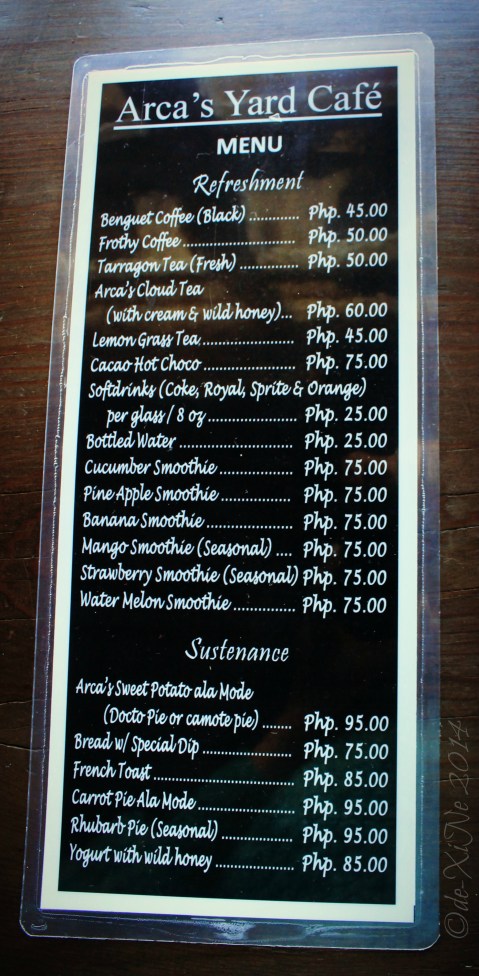 Baguio 777 Tiptop Arca's Yard 2014 menu