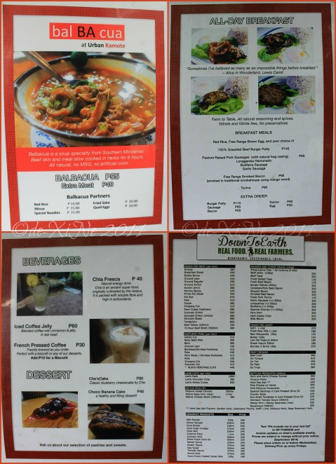  Baguio Urban Kamote at Ili-likha Artists' Center menu 2014