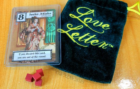 Baguio Game and Grub Boardgame Cafe 2015 Love Letter game and the princess card and four tokens of affection