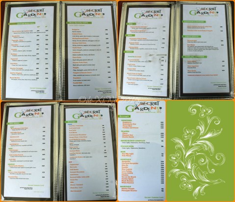  Baguio Secret Garden Cafe and Resto at South Drive Manor menu  2015