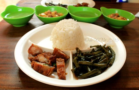 Baguio Ramanam eatery 2015 Baguio Ramanam eatery budget meal of lechon kawali, adobong sitaw and picadillo 2015