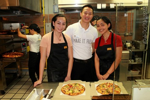 Baguio Yellow Cab Pizza Co SM Baguio branch Queen Ane and X behind the counter after making our own pizza