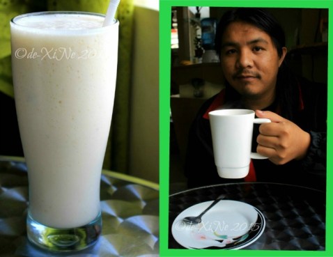 Baguio Sensational Blendz drinks guyabano shake and a big cup of hot choco