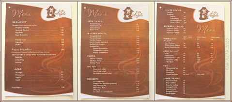 Baguio Cafe de Angelo Coffee Bar in St. Patrick Village menu 2015