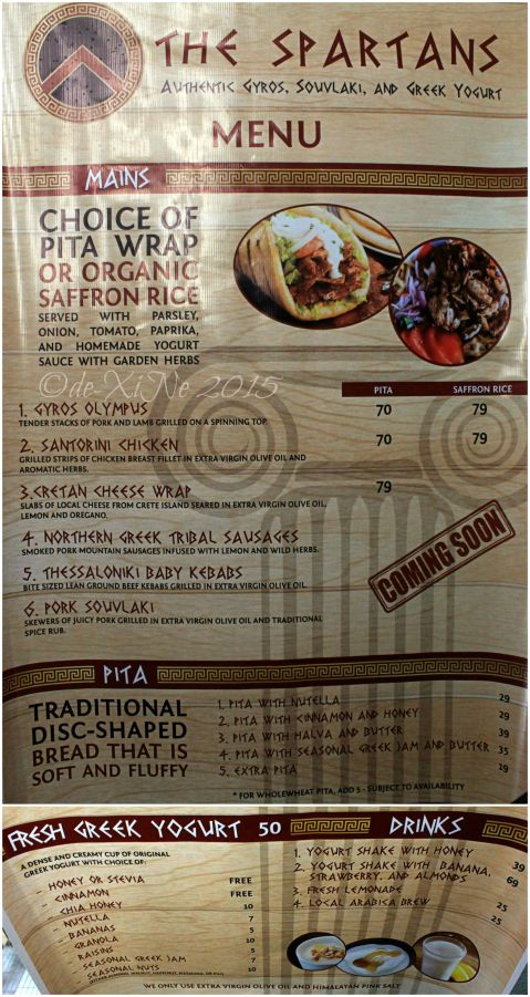Baguio The Spartans authentic gyros souvlaki and Greek yogurt menu