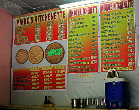 2015-10-12 Baguio Mikko's Kitchenette menu