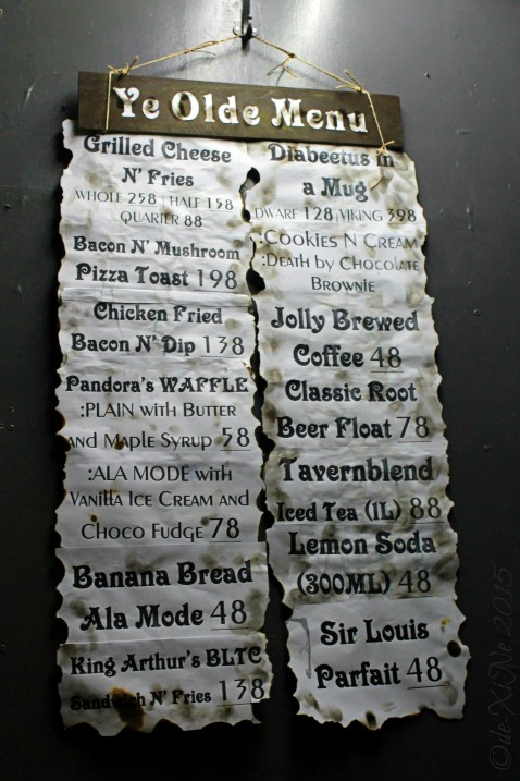 2015-11-10 Baguio Pandora's Box Tavern Cafe menu