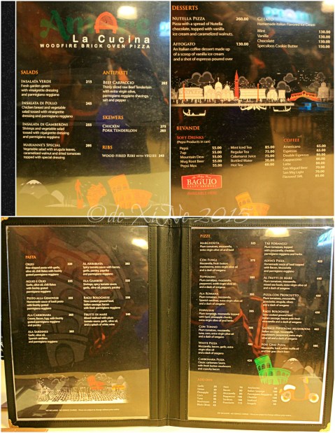 Baguio Amare La Cucina 2015 2015-10-28 Baguio Amare La Cucina menu