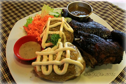 2016-03-21 Baguio Roadhouse Barn Restaurant half barn chicken with salad and baked potatoes