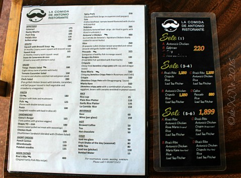 2016-03-05 Baguio La Comida de Antonio Ristorante menu