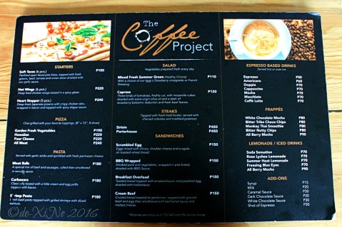 2016-03-14 Baguio Coffee Project menu