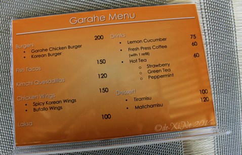 Baguio Garahe - weekend restaurant-cafe menu