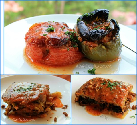2016-06-06-07 Baguio Lemon and Olives Greek Taverna main course stuffed tomato and pepper, moussaka and pastitio