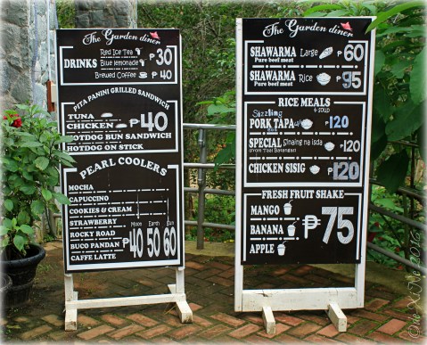 2016-07-08 Baguio Garden Diner at Botanical Garden menu