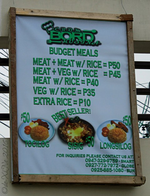 2016-07-15 Baguio C.R.O.M. Bord Kusina menu